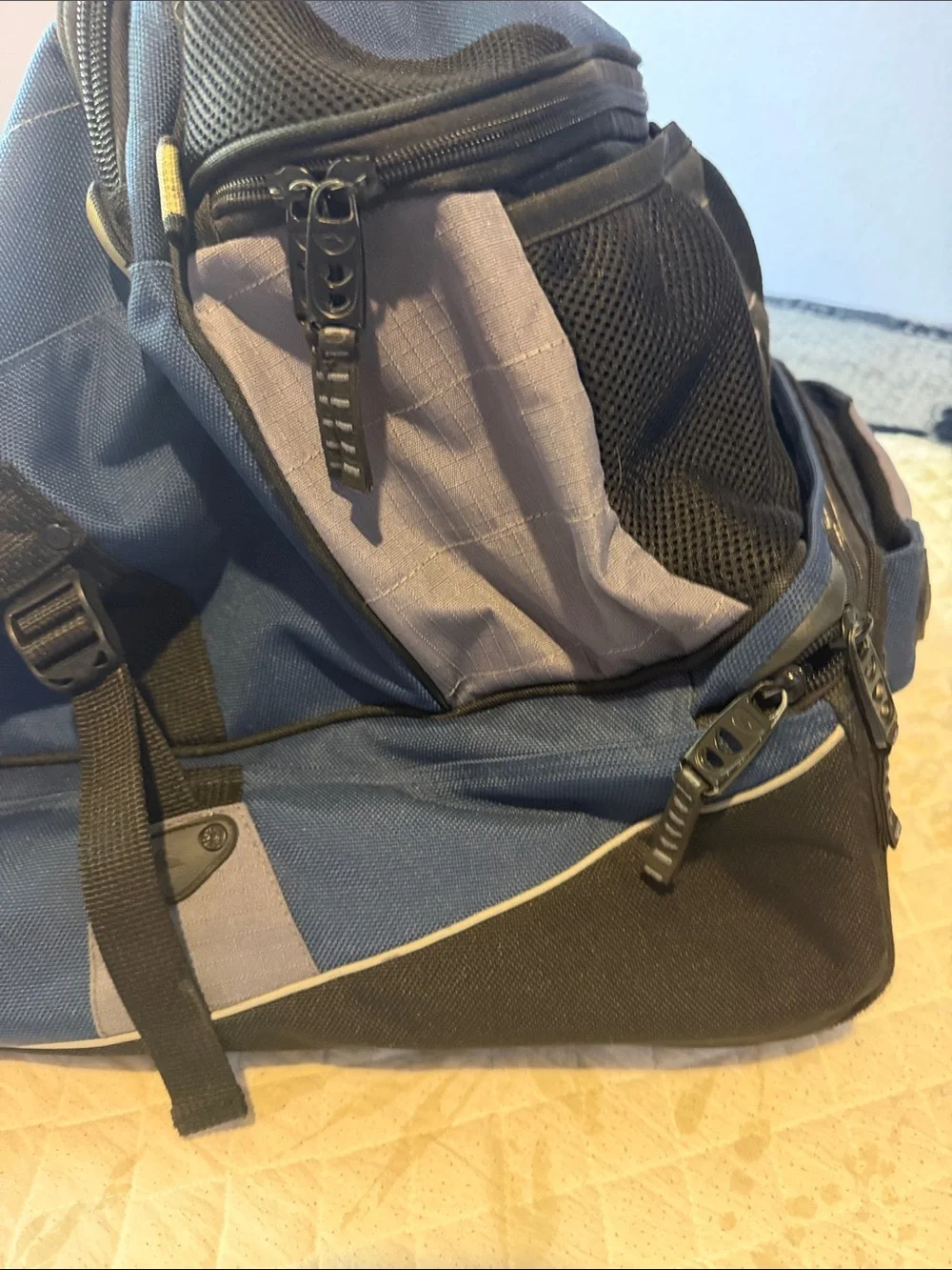 Unbranded Blue and Gray Men’s Duffel Bag with Shoulder Strap